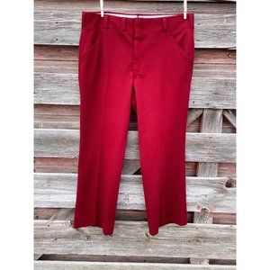 Vintage 1970s Polyester Mens Leisure Disco Suit Dress Pants Burgundy 39x29"